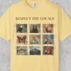 Comfort Colors Respect The Locals T- Shirt, Retro Animal Postage Stamp Tee, Wildlife Nature Collage Shirt, Wild Animal Lover Shirt Gift