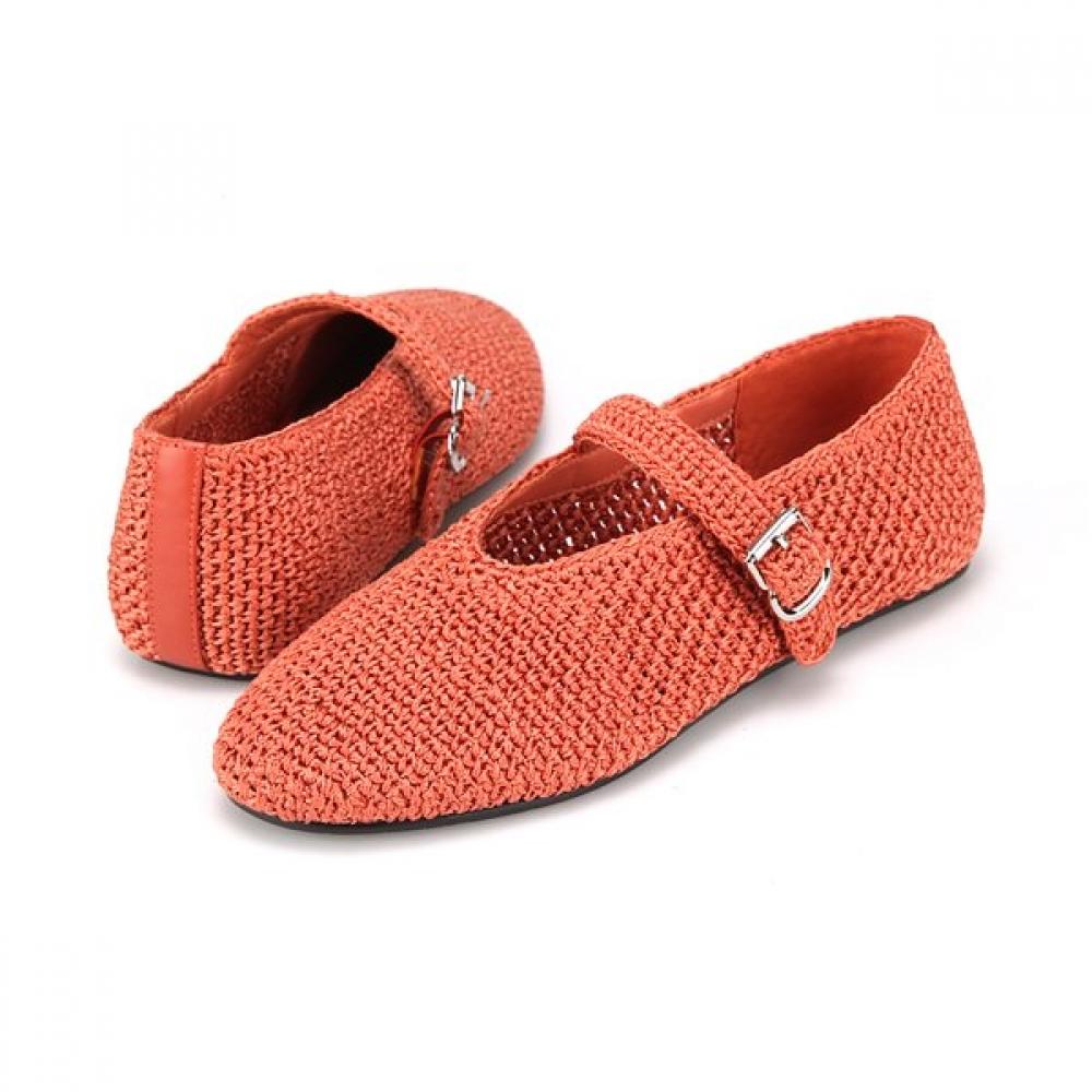 Barbara Handmade Knit Fabric Mary Jane Flat 0.5cm Bbj150or