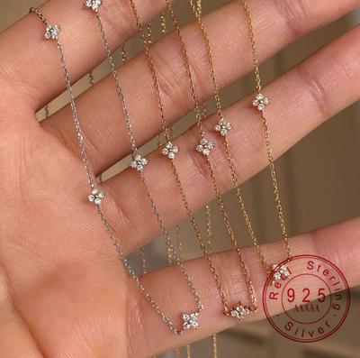 925 Sterling Silver 18K Gold Plated Star Necklace, Dainty CZ Four-Pointed Star Pendant Choker, Minimalist Hypoallergenic Jewelry