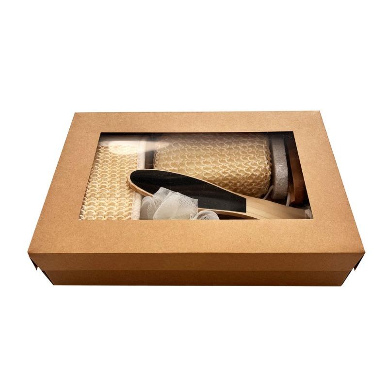 6/7pcs Bath Set SPA Scrubbing Towel Bath Brush Foot Grinding Stone Sisal Bath Flower Set Holiday Gift Box Bathroom Accessories