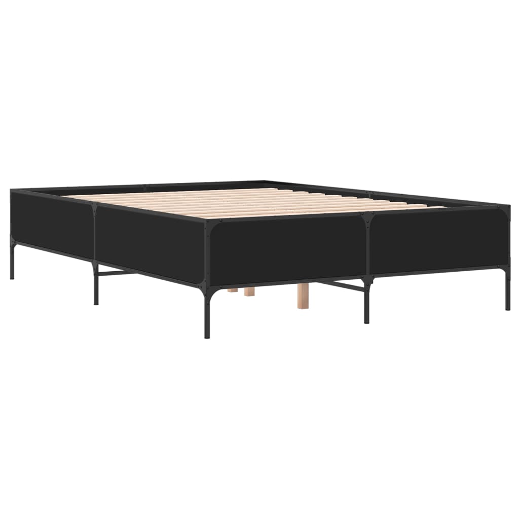 Vidaxl Rama Łóżka, Czarna, 120X190 Cm, Materiał Drewnopochodny I Metal