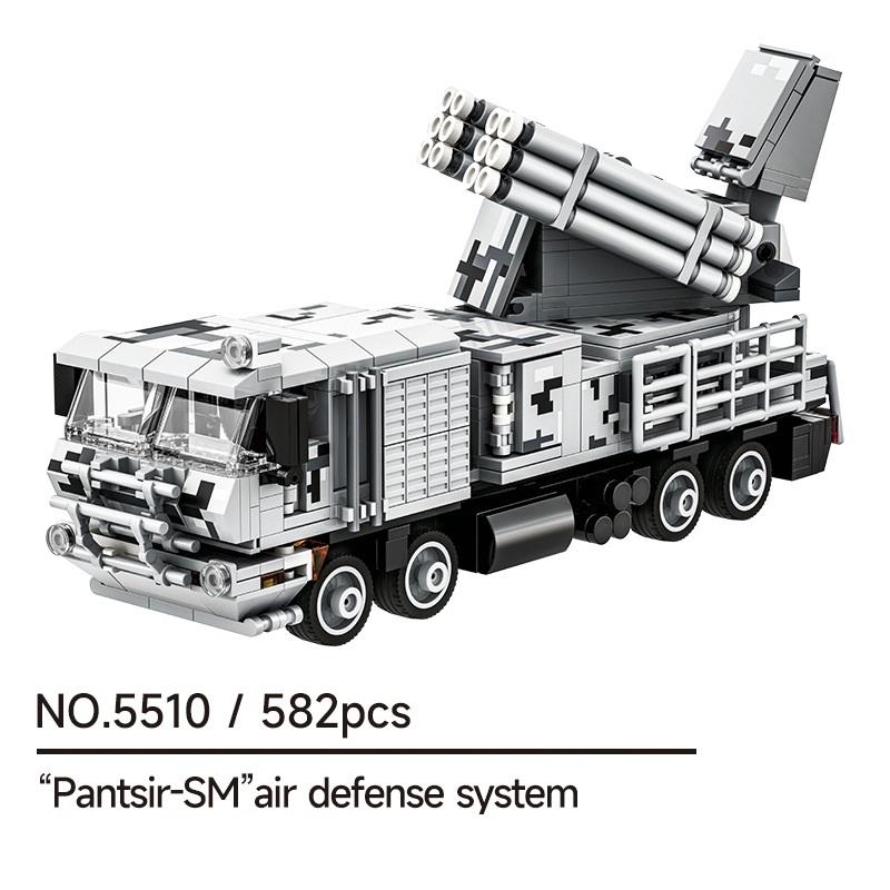 Non-Toxic 582Pcs Missile Vehicle Ww2 Military Pantsir-Sm" Air Defense System Building Blocks Assembly Model Diy Construction Bricks Toys