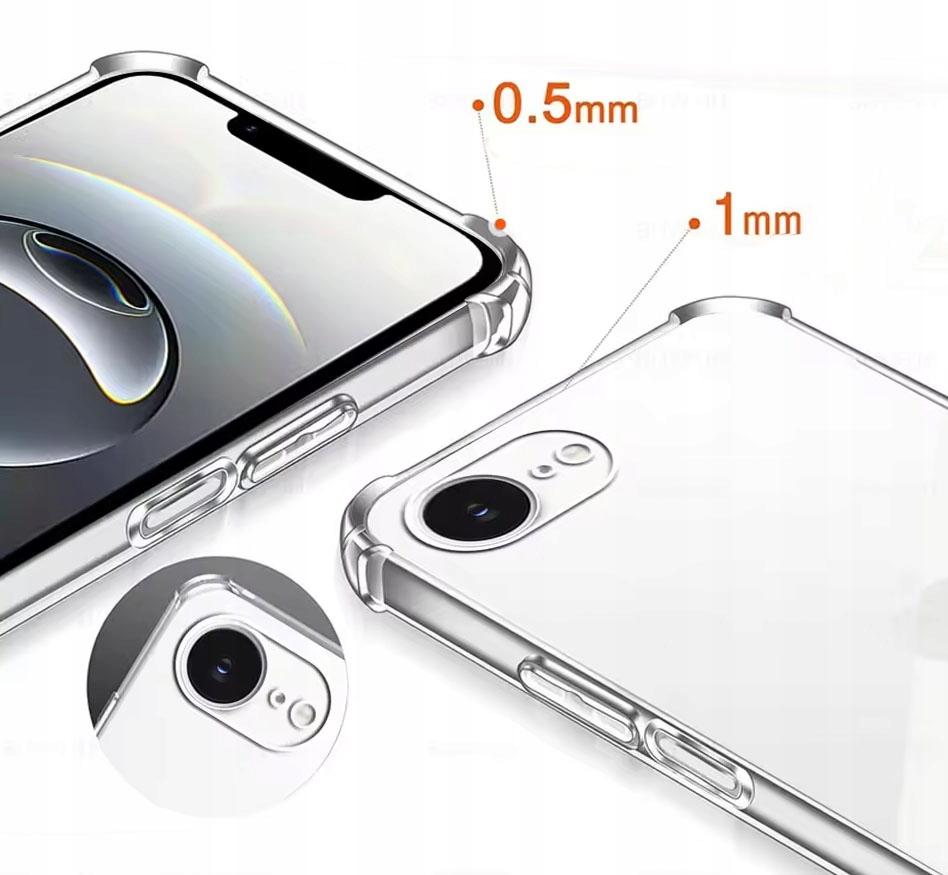 ANTI SHOCK case for IPHONE 16e, CLEAR BACK + TEMPERED GLASS