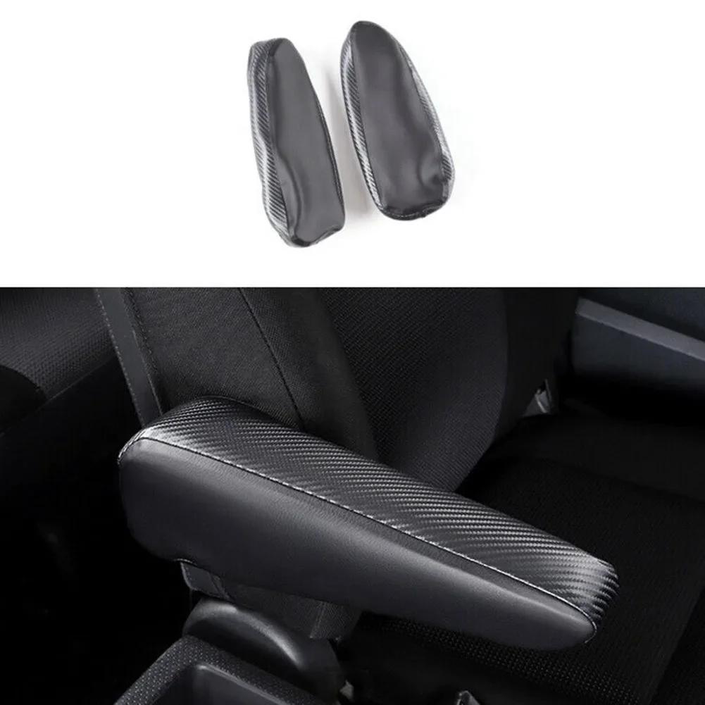 CarHome 2pcs Car Seat Armrest Cover Trim For Toyota FJ Cruiser 2007-2012 Carbon Fiber Leather Cushion Cover Armrest Protector NE
