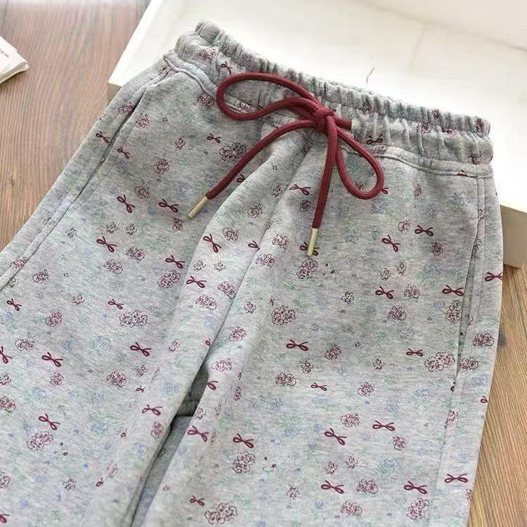 

2026 Spring and Autumn Girls Stylish Korean Wide-Leg Sweatpants 110 серый