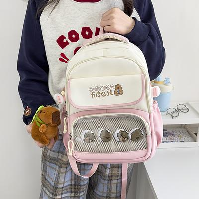 Capibara Boys and Girls Campus Casual Children's School Bag Girls Cartoon Versatile Lightweight Backpack College Student Shoulders