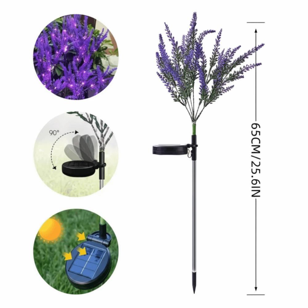 Purple LED Solar Lavender Light Waterproof Design Decorative Stake Solar Garden Light Flower Shape 1PC Unit Solar Stake Light