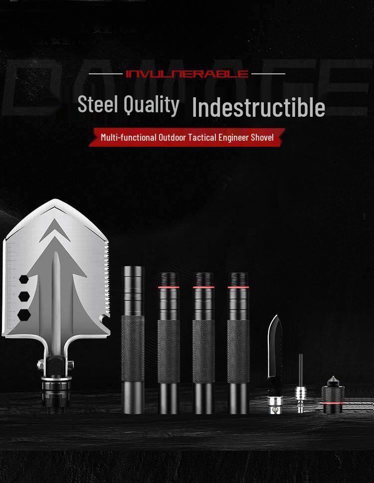 German Multi-functional Folding Spade: Enhanced Manganese Steel Camping Shovel for Outdoor and Vehicle Use