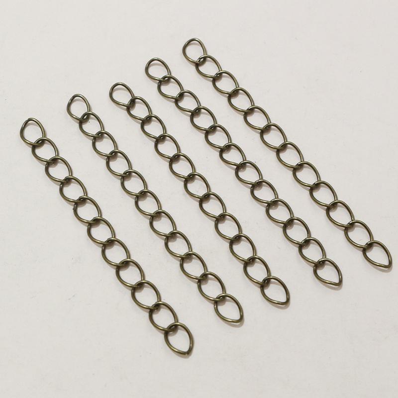 50pcs 50mm Length 3x2/4x3mm Necklace Extension Chain Bulk Tail Chains Extender For Bracelet DIY Jewelry Making Accessories