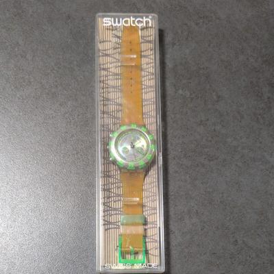 Used Swatch Chronograph Watch Yellow Green