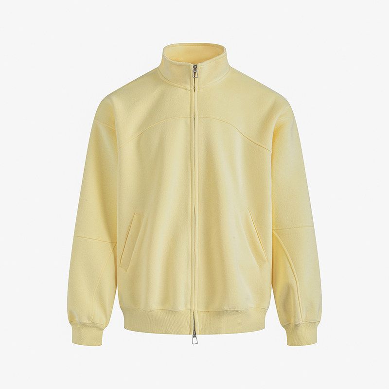 Dream Made American-Style Deconstructed Cleanfit Stand-Up Collar Cardigan Sweatshirt for Men, Heavyweight Short Jacket for Spring and Autumn