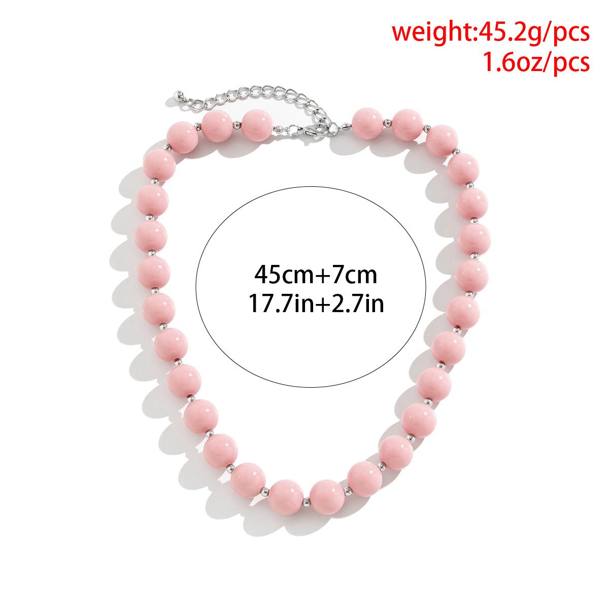 

New Fashion Niche Personality Design Pink Acrylic Bead Chain Necklace for Men Pink 05329