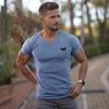 Muscleguys Men's Gym Clothes Summer Breathable Bodybuilding Short-sleeve Youthful Vitality V-nesk Knitted Shirt Business Casual