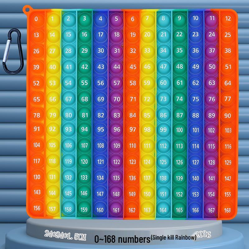 24cm Silicone Rainbow Kids' Learning Toy: Letters, Numbers, Multiplication Pop-It Fidget