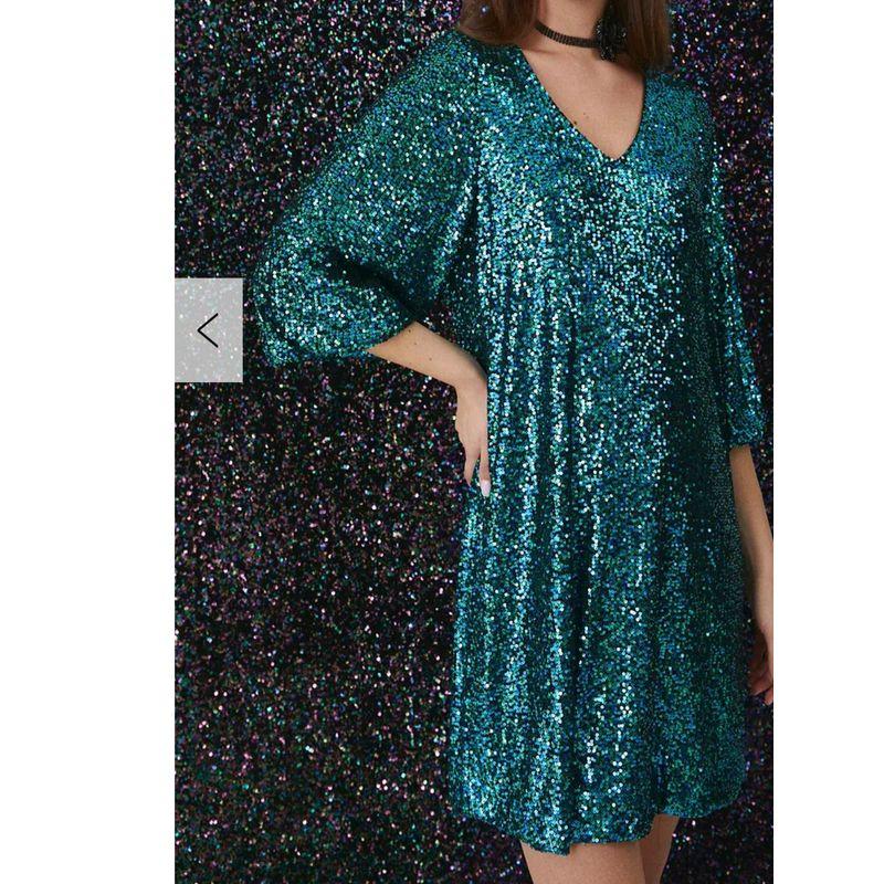 European and American Style Street Personalized Sequined Shiny Loose Annual Party Birthday Party Dress Elegant A- line Dress