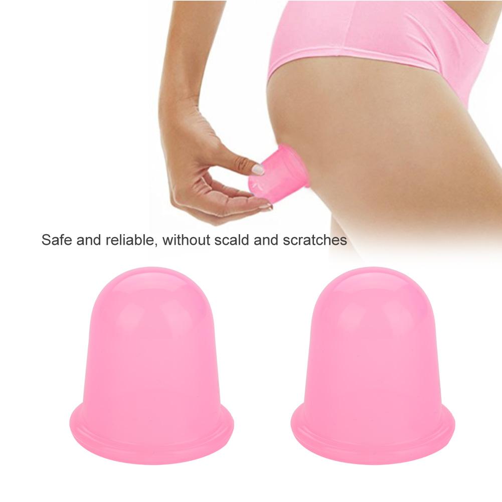 2 pezzi set silicone vuoto corpo massaggio aiutante anti cellulite massaggio tazze coppettazione (Rosa)