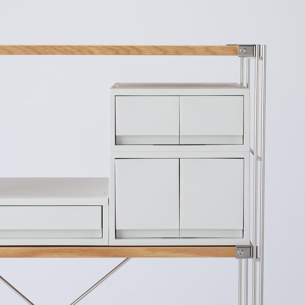 MUJI Polypropylene Small Item Storage Case Large 2 Drawers White Gray 83831929