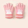 5 Colors Winter Kindergarden Kids Five-Finger Cartoon Knitted Gloves Girls Warm Thickened Plush Gloves Cute Bunny Gloves 3-5Y