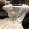 Girls Solid Lace Trim V Neck Princess Dress Simple Versatile Tween Skirt