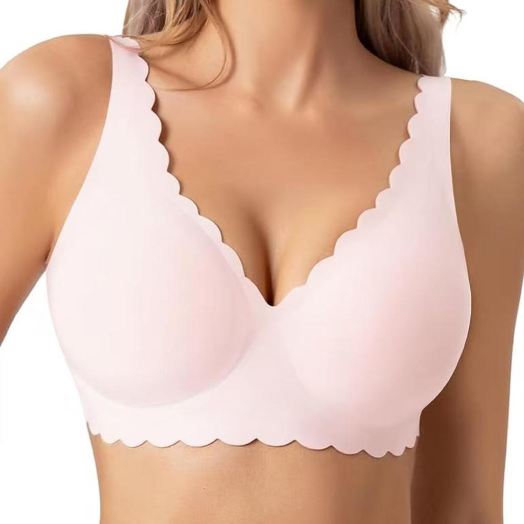 European Seamless Deep V Bra for Women Gathered Side Bust Coverage Anti-Sagging Daily Comfort Intimates