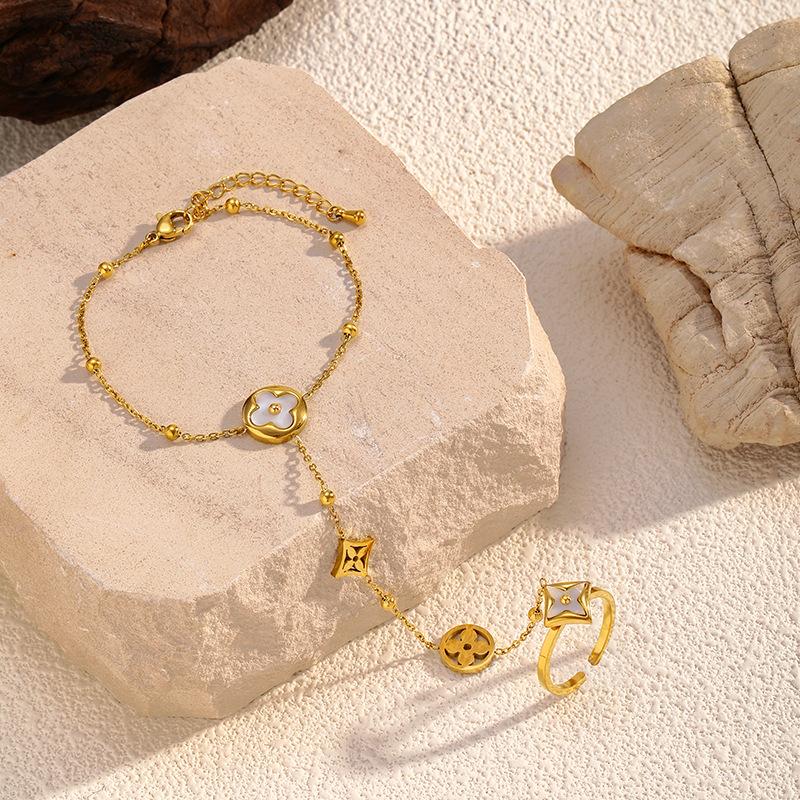 Zlatý geometrický náramek z titanové oceli, dámská nerezová ocel, luxusní pocit, lehká luxusní ruční dekorace, galvanizované šperky z 18K zlata