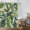 1pc Tropical Leaf Print Shower Curtain - Privacy Bathroom Barrier & Home Decor with Hooks, All-Season Polyester Fabric