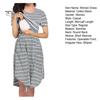 Summer Mother Breastfeeding Dress Openable Front Striped Round Neck Irregular Hem Short Sleeve Pregnant Women Nightdress Midi Dress