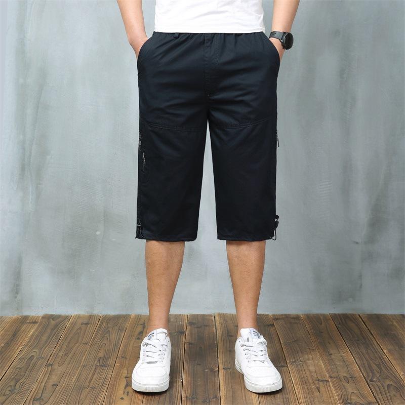 Summer tooling cropped pants, thin loose shorts, men's multi-pocket medium pants, casual sports cropped pants, men's