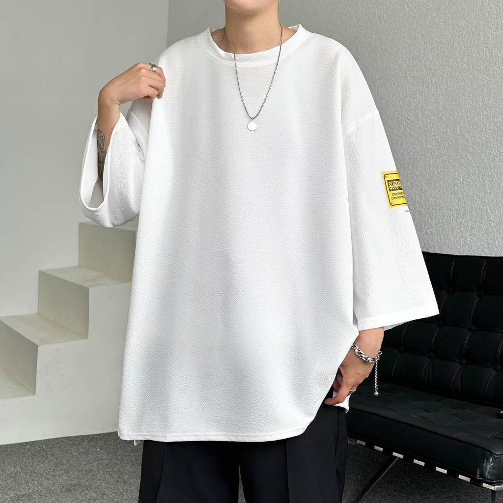 Men's Plus Size Summer Japanese-Style Three-Quarter Sleeve T-Shirt