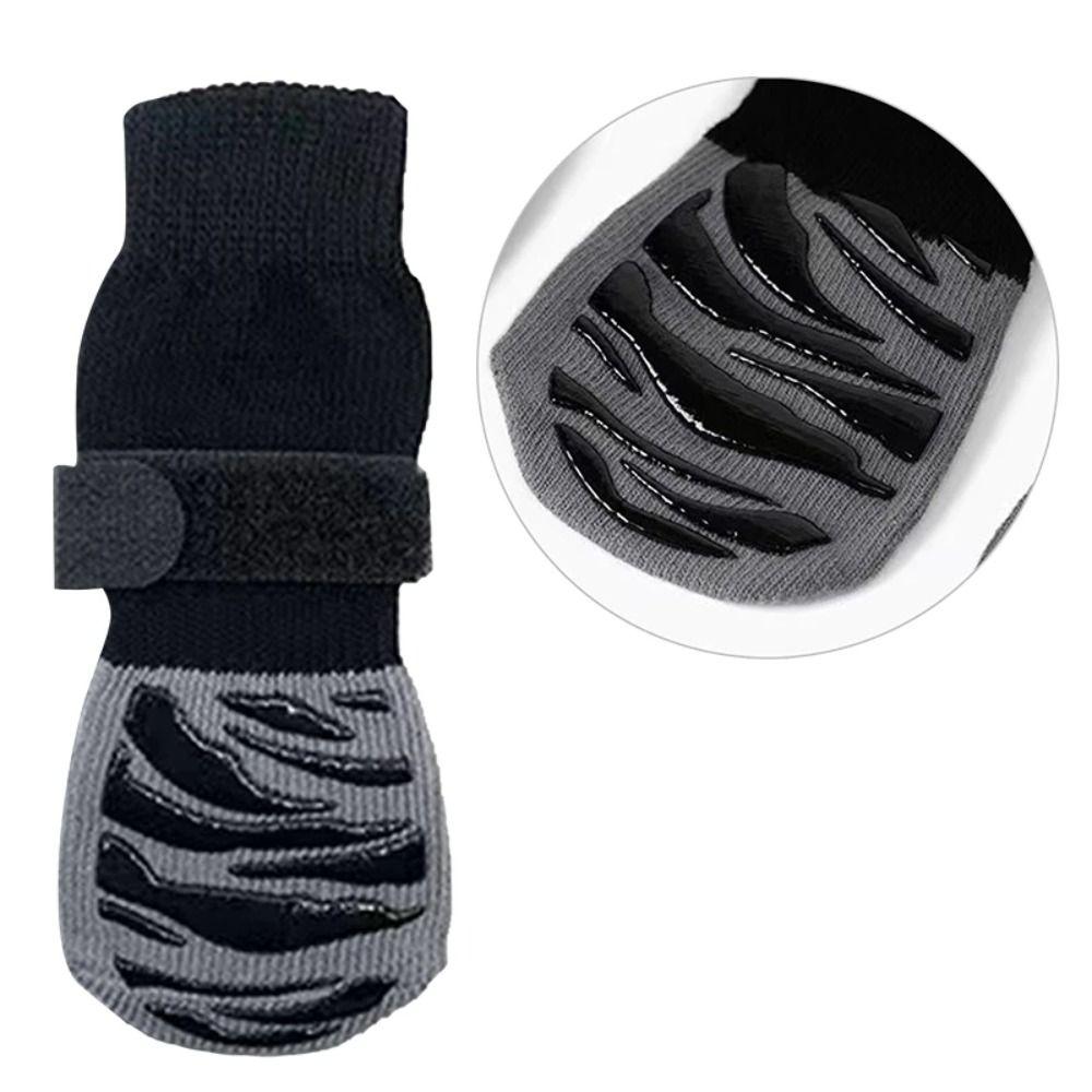 4 pièces/ensemble Avec Sangles Protecteur de Patte d'Animal de Compagnie Antidérapant Chaussettes de Sol pour Chien Couvre-Pied pour Animal de Compagnie Chaussettes pour Chien Automne