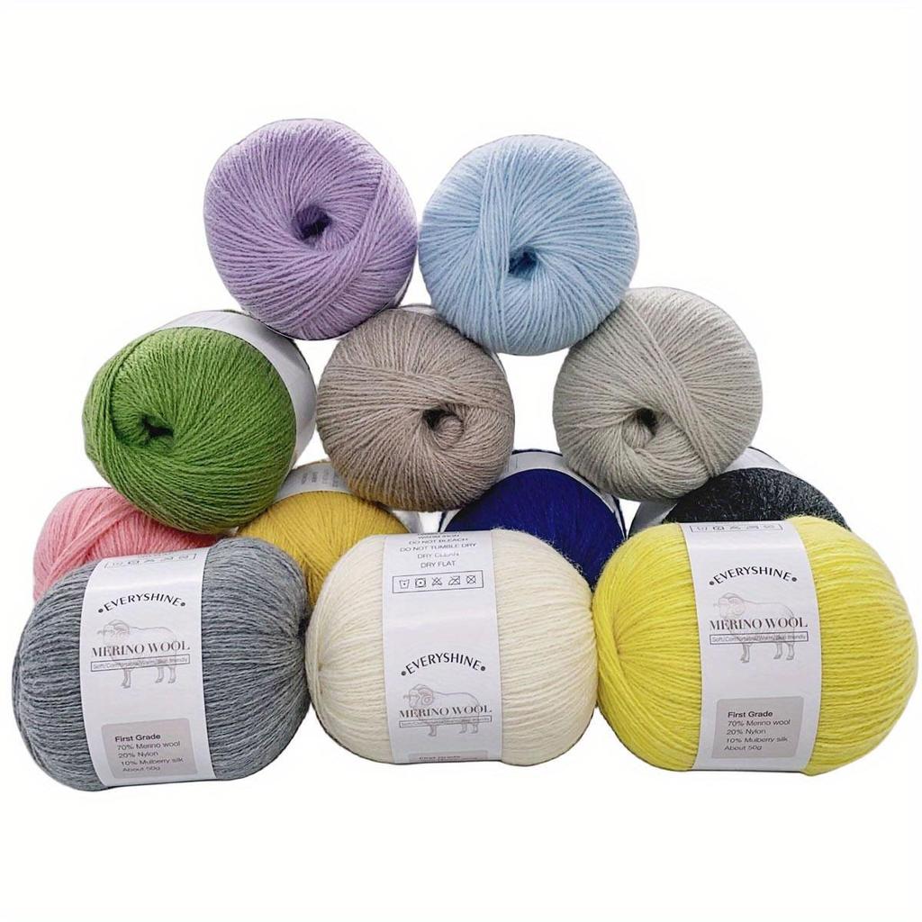 6pcs 300g/10.56oz Merino Wool Yarn Knitting Crochet Yarn Premium Vibrant Yarn Bundle for Blankets Scarves Luxury Handicraft Supplies Machine Washable