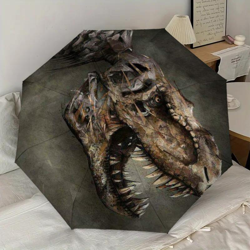 1PC Dinosaur Skull Pattern Small Travel Compact Windproof Umbrella, Automatic Folding Umbrella, Automatic Open/Close ,Gift-175