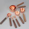 Roségold & Holzgriff Edelstahl Messlöffel & Tassen Set - 8 Teile