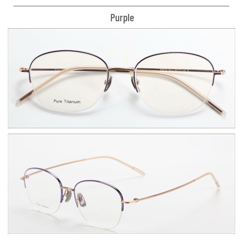 M6716S Unisex Retro Semi-Rimless Pure Titanium Eyeglass Frame - Prescription-Ready