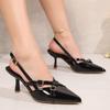 Fashion Sexy Ladies Pointed Toe Black Patent Leather Pumps Women 2025 Autumn Thin High Heels Sling Back Party Wedding Nude Shoes Woman