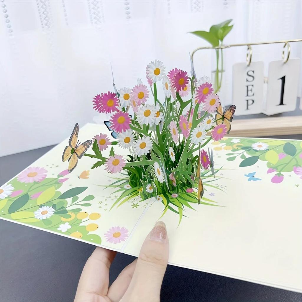 3D Pop-Up Cards Flowers Birthday Card Anniversary Gifts Postcard Maple Cherry Tree Wedding Invitations Congratulation Card Gift