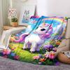 Rainbow Unicorn Flower Garden Butterfly Cartoon Print Flannel Blanket Soft Warm Throw Blanket For Sofa Bedroom