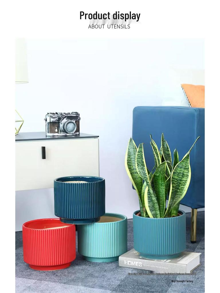 Ceramic Orchid Flower Pot - White Light Luxury, Minimalist Nordic Design for Indoor Living Room