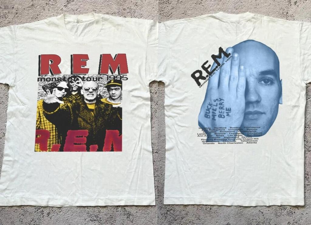T-Shirt Bianca Cotone Tour Musicale Band REM Calda Tutte le Taglie Unisex T-Shirt Unisex