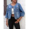 2026 Korean-European Women's Light Blue Single-Breasted Denim Jacket