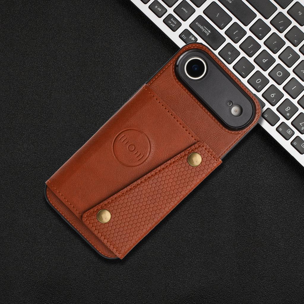 For iPhone Air Case with Card Slots Kickstand Leather + TPU Phone Cover