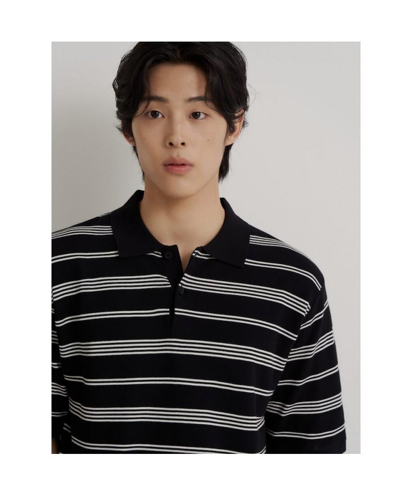 Binpolmen Striped Collar Neck Knit Black