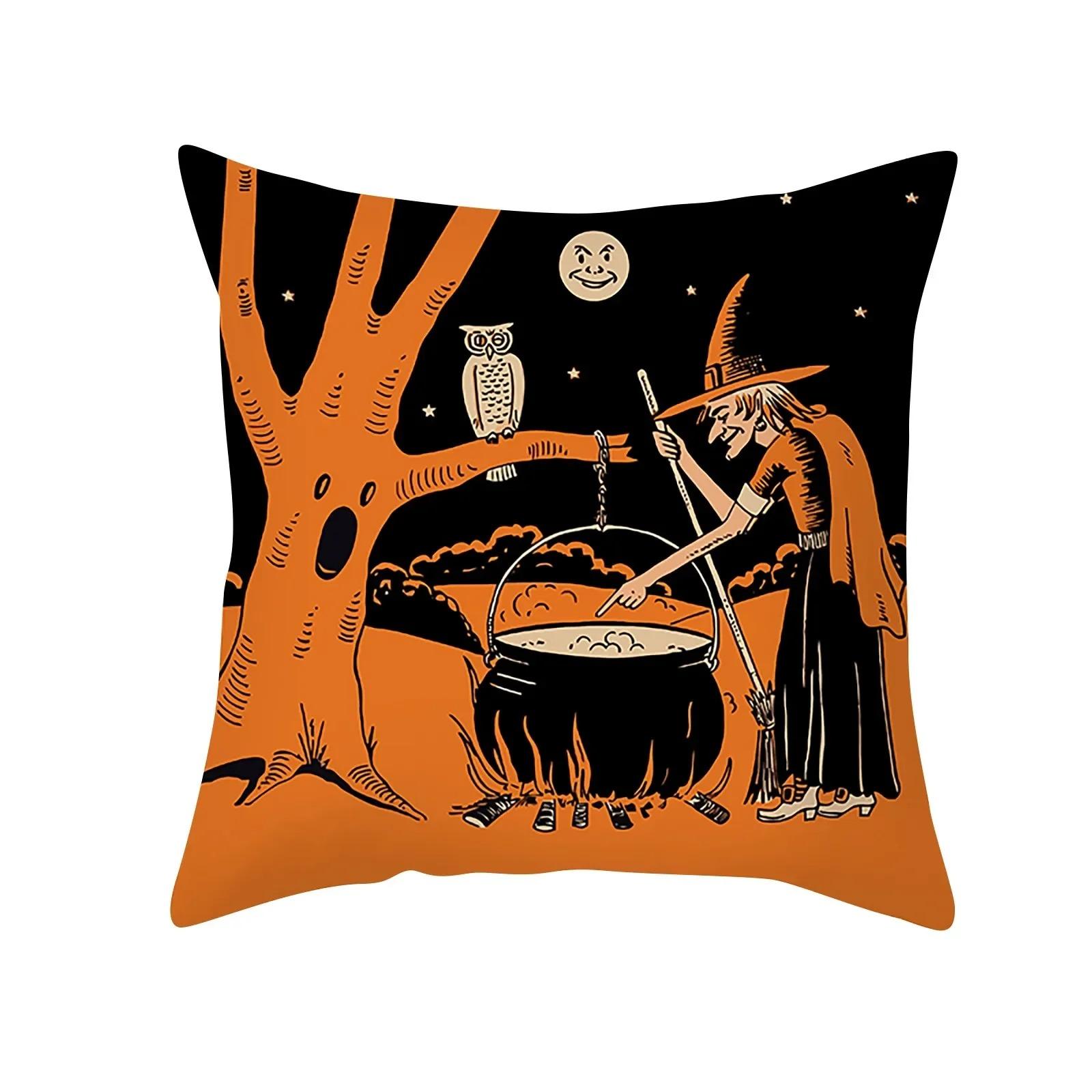 

Halloween decorative pillow pumpkin pumpkin witch cushion cover is suitable for home living room sofa WSH room decoration 40x40cm