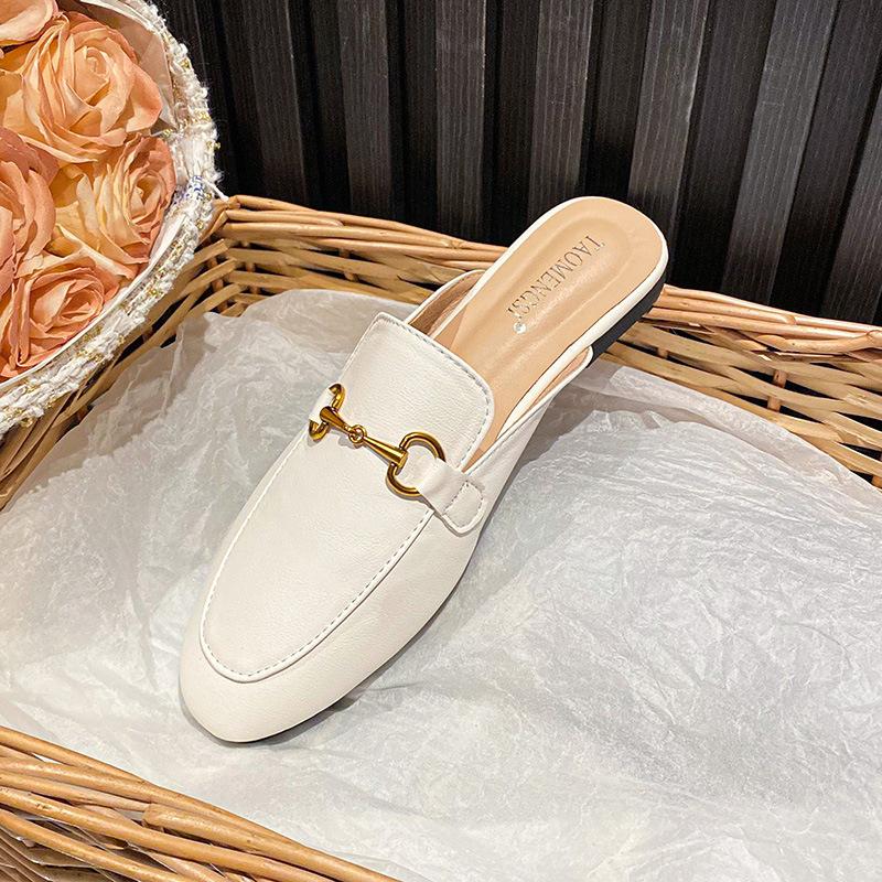 

-A [] Casey s cocktail party horse buckle bag head Muller slippers women s half drag outside sandals 33 абрикосовий