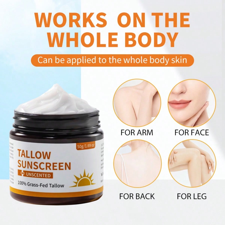 50g Organic Tallow Sunscreen Natural UV Protection Prevents Sunburn Redness for Healthy Skin
