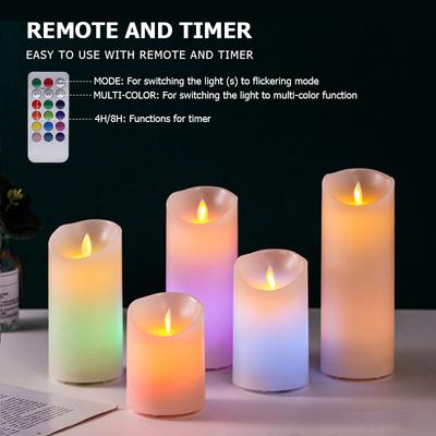 3pcs Flameless RGB LED Candle Remote Controlled Multicolor Paraffin Wax Battery Operate Electric LED Candles Home Festival Decor