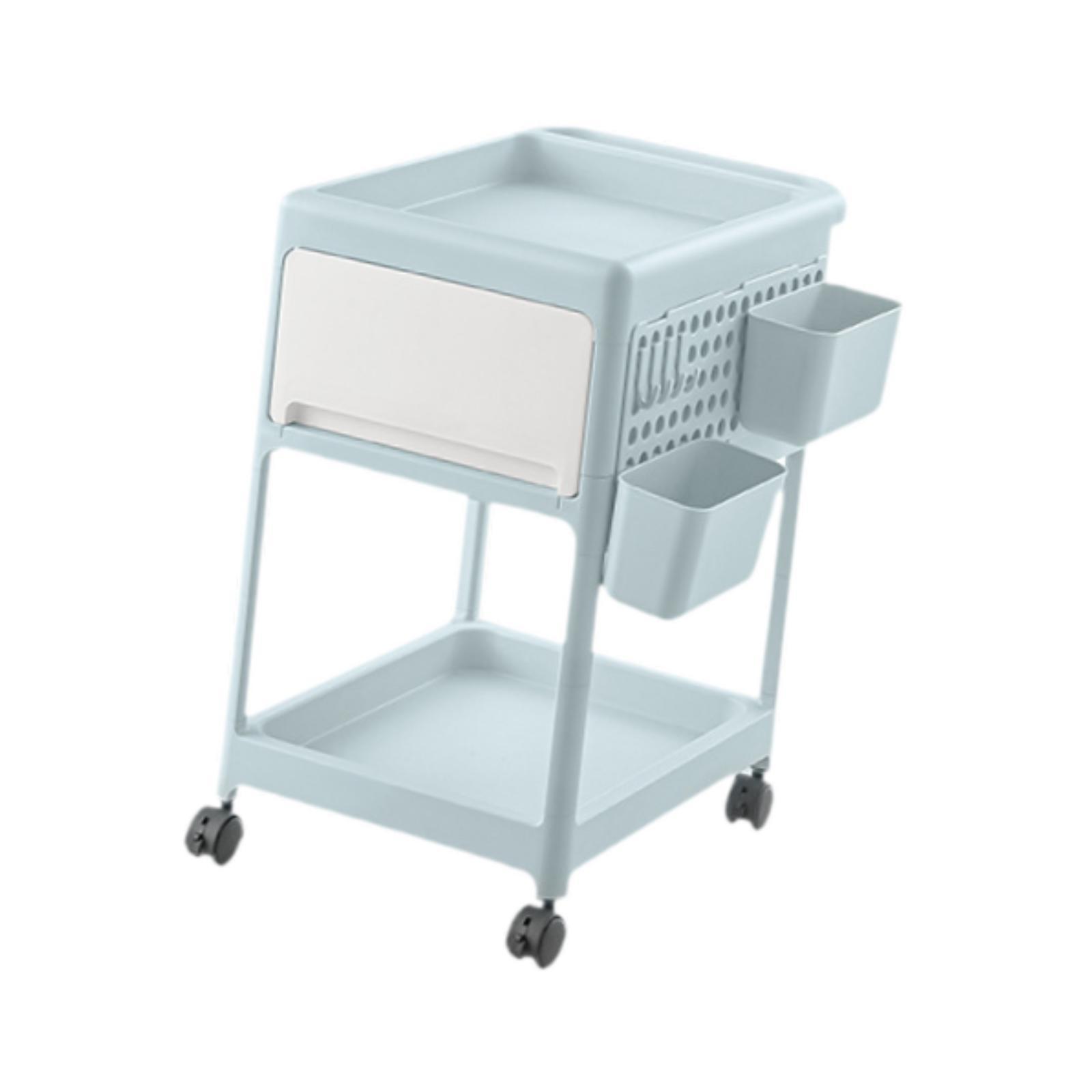 

2-х уровневая хозяйственная тележка на колесиках ящики органайзеры тележка для ванной комнаты офиса синий