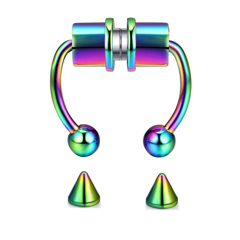 New Magnetic Horseshoe Nose Ring, Titanium Steel, Non-Piercing Fake Nose Hoop Jewelry.