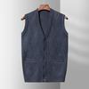 Autumn and Winter New Vest Men's Cardigan Men's V-neck Jacquard Vest Single-breasted Wide-shouldered Dad's Bottoming Shirt