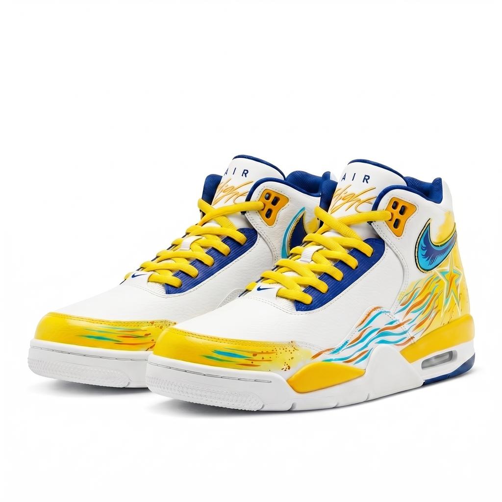 Nike Flight Legacy Cushioning Slip Resistant Abrasion Resistant Waterproof Mid Top Men's Basketball Shoes Men's Yellow BQ4212-102(Team942-)